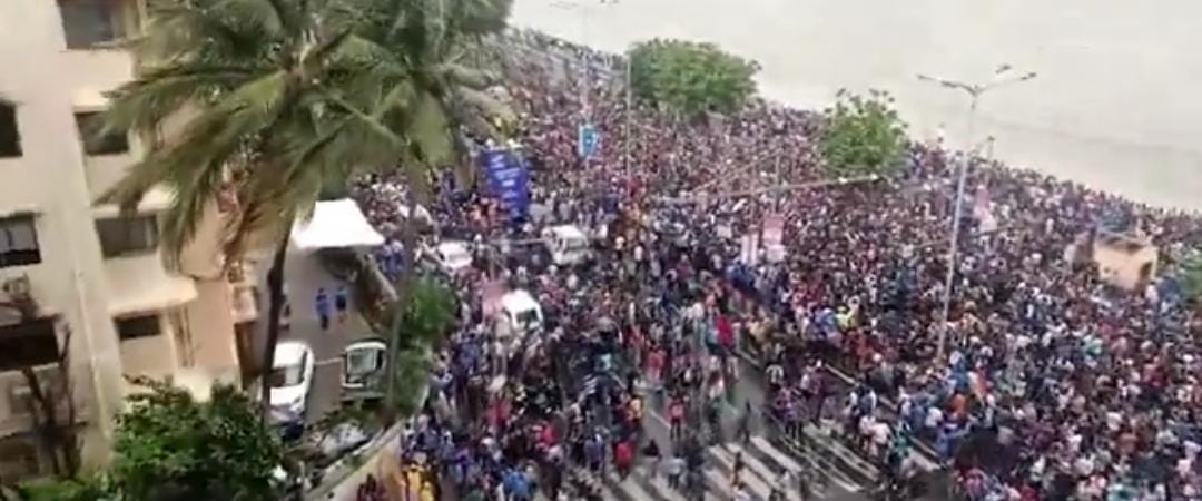  Indian Cricket fans at Marine Drive , Mumbai to welcome the world champions