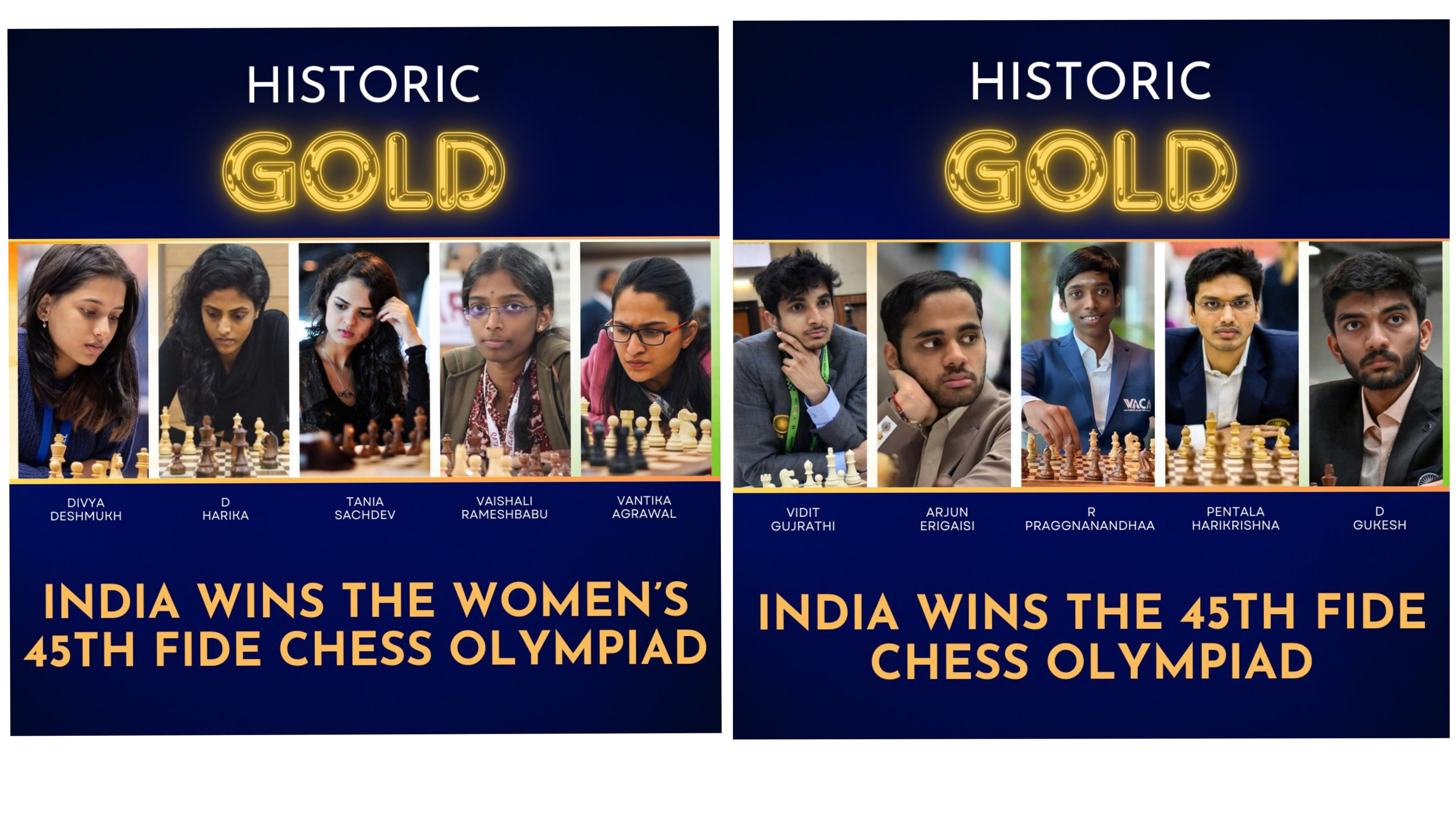 PM Modi lauds Indian contingent on winning Gold in both open and women’s category at 45th Chess Olympiad