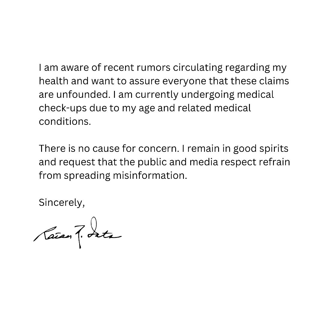 I am aware of recent rumours circulating regarding my health and want to assure everyone that these claims are unfounded, (Ratan Tata)